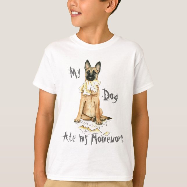 T-shirt Mon Malinois mange mes devoirs (Devant)