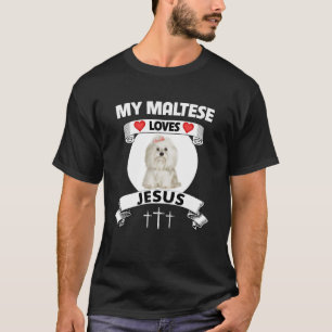 T-shirt Mon Maltais aime Jésus Famille Chrétienne Maltipoo