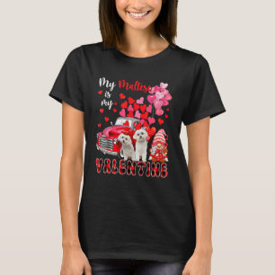 T-shirt Mon Maltais Est Mon Valentin Deux Chiens Avec Gnom