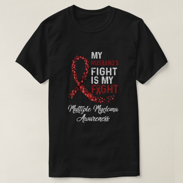 T-shirt Mon Mari Combat Mon Combat Myeloma Multiples Awa (Design devant)