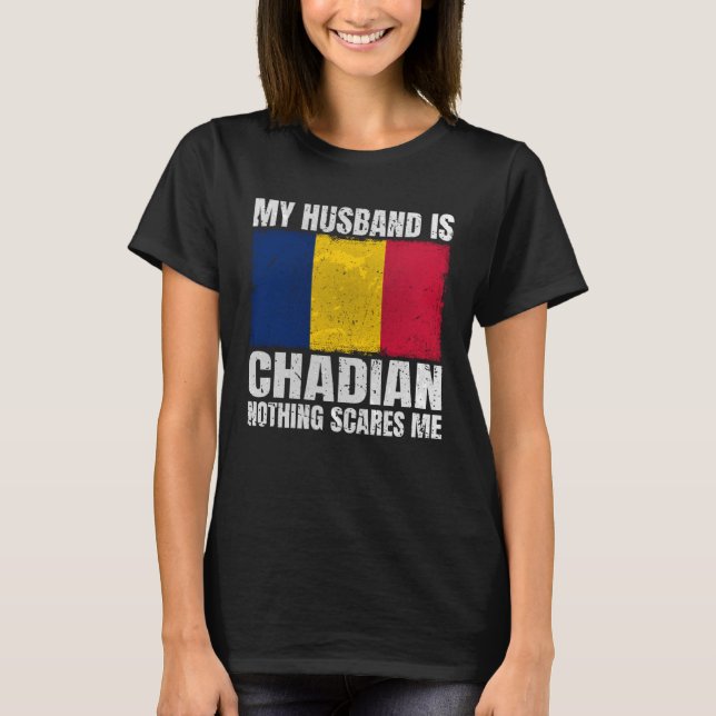 T-shirt Mon mari est le drapeau tchadien de la femme Tchad (Devant)