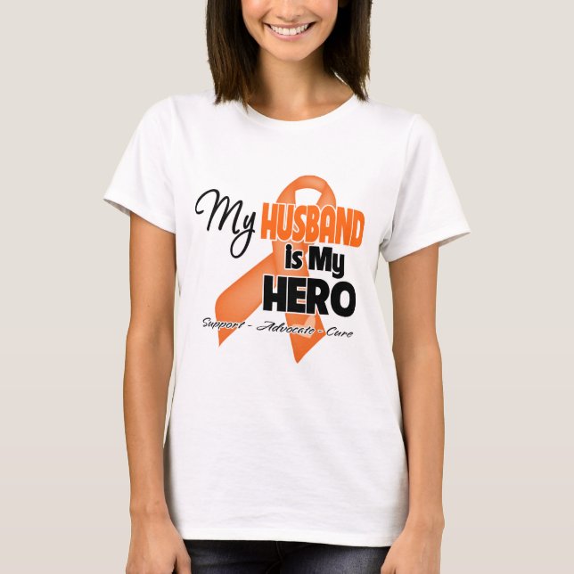 T-shirt Mon mari est mon héros - leucémie (Devant)