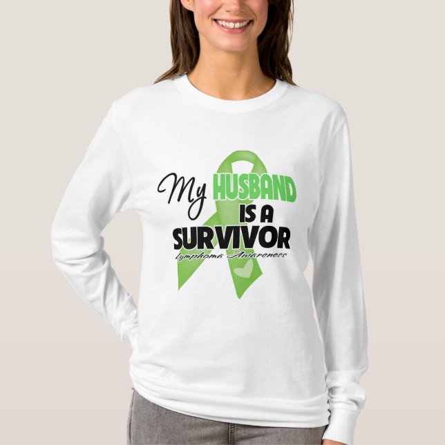T-shirt Mon mari est un survivant - lymphome (Devant)