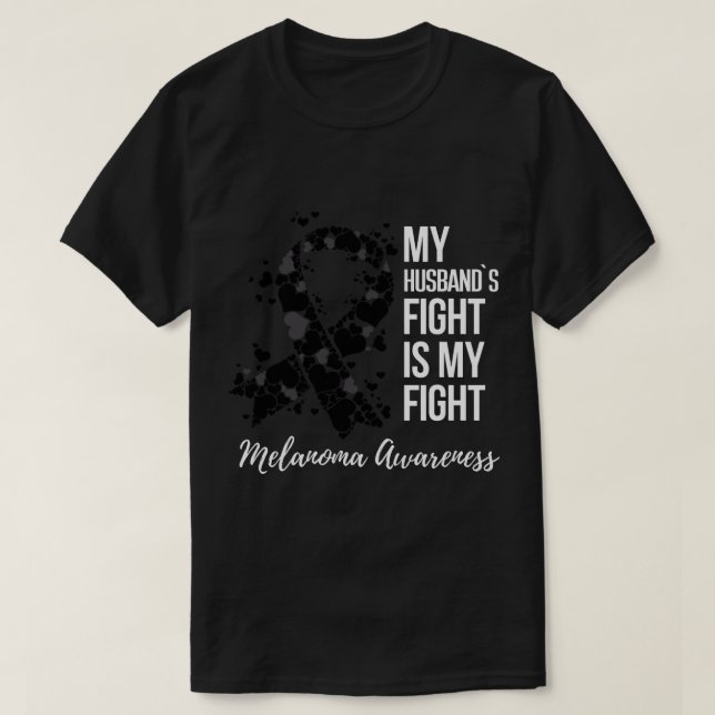 T-shirt Mon mari lutte contre le cancer de la peau du méla (Design devant)