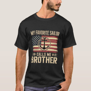 T-shirt Mon marin préféré m'appelle frère Drapeau américai