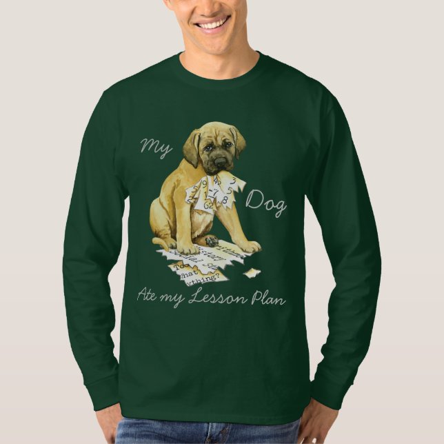 T-shirt Mon Mastiff a mangé mon plan de leçon (Devant)