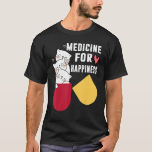 T-shirt Mon médicament pour le bonheur appelé Chats tous l