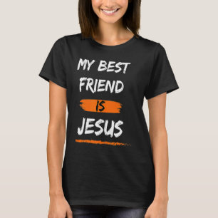 T-shirt Mon meilleur ami est Jésus Black Orange White Brus