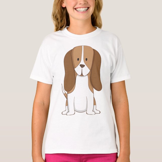 T-shirt Mon mignon chiot Brown et blanc (Devant)