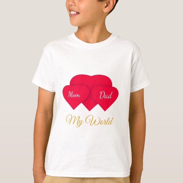 T-shirt Mon monde : Maman & Papa ❤️ de conception émotionn (Devant)