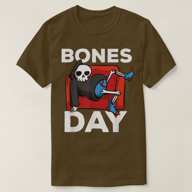 T-shirt Mon No Bones Day Viral Funny Chillin Skeleton  (Design devant)