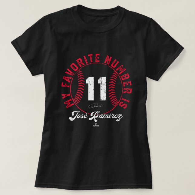 T-shirt Mon numéro favori est 11 Jose Ramirez Cleveland ML (Design devant)