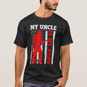 T-shirt Mon oncle Est Mon Héros USA Drapeau Pompier Pompie