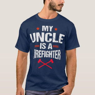 T-shirt Mon Oncle Est Un Pompier Vintage Mince Ligne Rouge