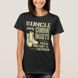 T-shirt Mon oncle Porte des bottes de combat Chien Tags Fi