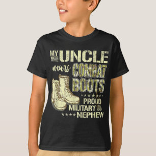 T-shirt Mon oncle Porte des bottes de combat Chien Tags Fi