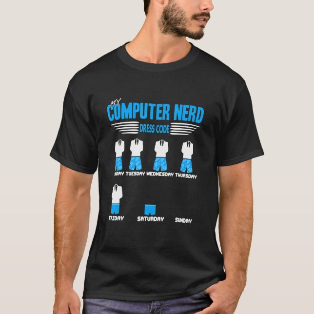 T-shirt Mon ordinateur Code vestimentaire Nerd présent (Devant)