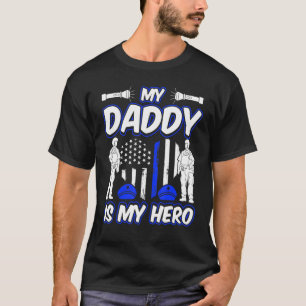 T-shirt Mon Papa Est Mon Héros Fils De Police Ou Fille De
