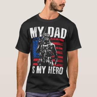 T-shirt Mon papa est mon héros Papa de l'armée Fête des pè