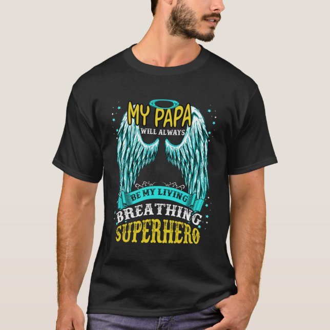 T-shirt Mon Papa Mon Ange Gardien Vit Au Ciel M'A Manqué (Devant)