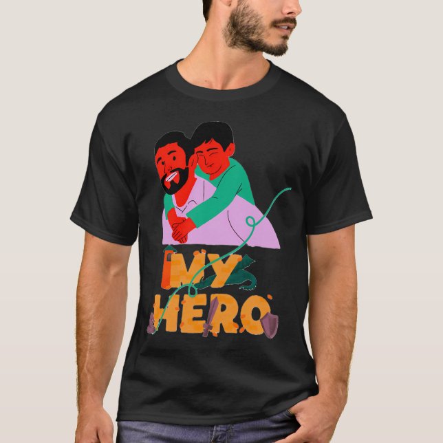 T-shirt Mon Papa Mon Héros (Devant)