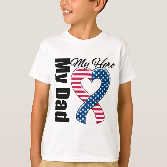T-shirt Mon papa mon ruban patriotique des Etats-Unis de (Devant)