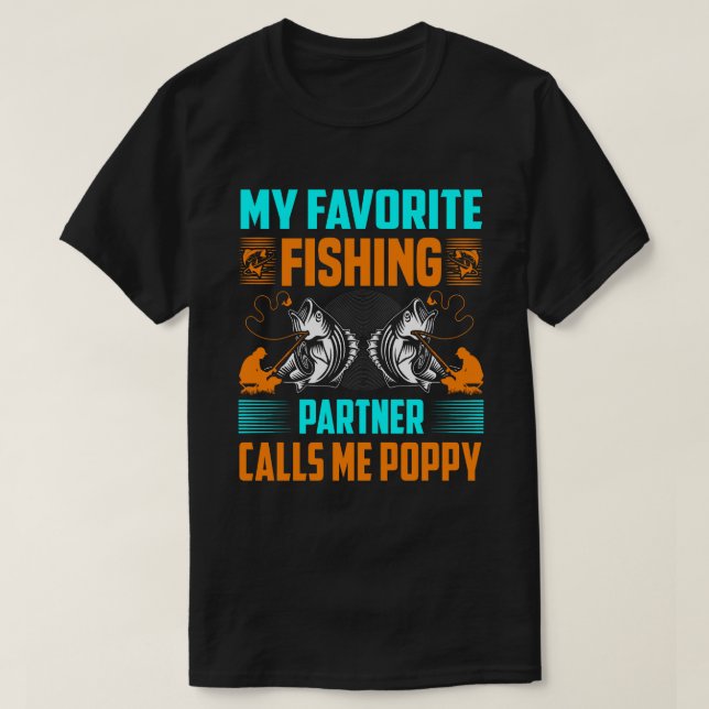 T-shirt Mon Partenaire De Pêche Préféré M'Appelle POPPY Vi (Design devant)