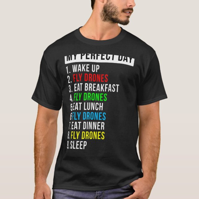 T-shirt Mon passionné de vol de drone de jour parfait (Devant)