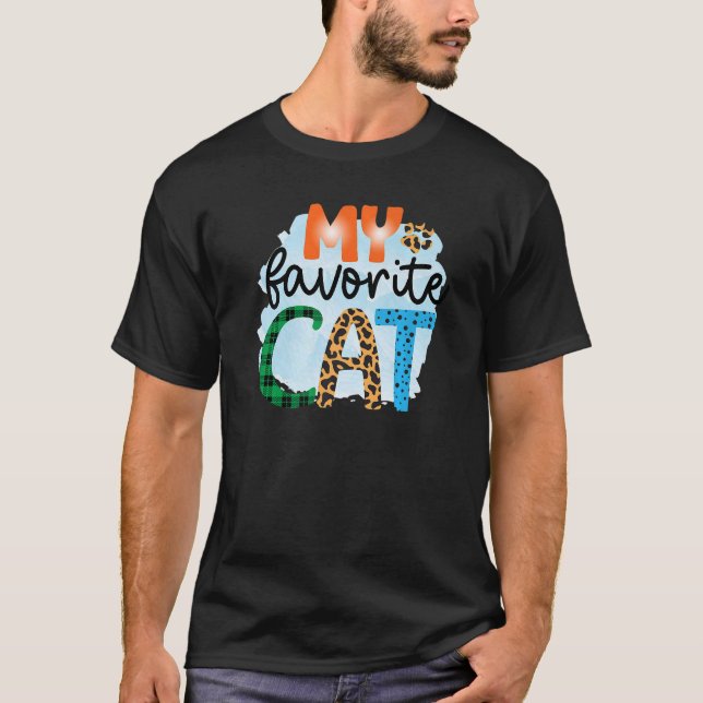 T-shirt Mon patchwork graphique préféré pour chats (Devant)