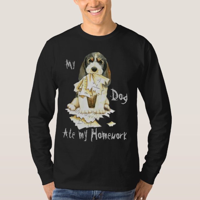 T-shirt Mon PBGV a mangé mon travail (Devant)