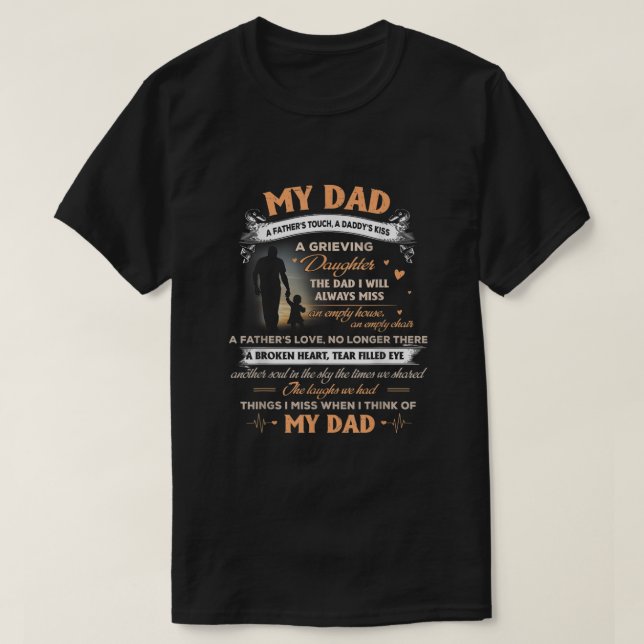 T-shirt Mon père dans les souvenirs Poème Fille Fils Perdr (Design devant)