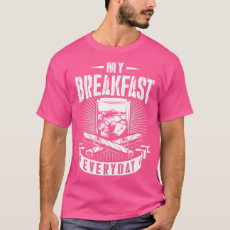 T-shirt Mon petit déjeuner quotidien alcool cigare cadeau
