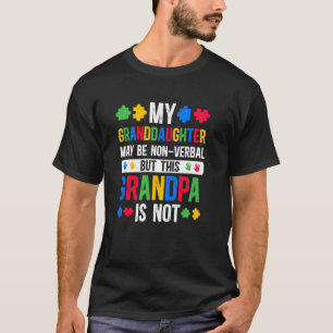 T-shirt Mon petit-fille fière autisme grand-père guerrier 