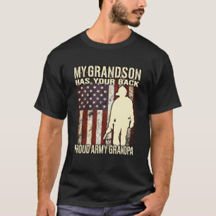 T-shirt Mon petit-fils a ton dos nous Drapeau Fière Armée