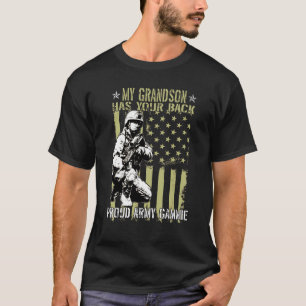 T-shirt Mon Petit-Fils A Ton Fier Jeu D'Armée De Dos