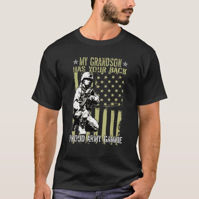 T-shirt Mon Petit-Fils A Ton Fier Jeu D'Armée De Dos (Devant)