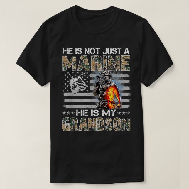 T-shirt Mon Petit-Fils Est Un Grand-Mère Fière De Marine (Design devant)