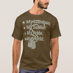 T-shirt Mon petit-fils Mon héros militaire Fière grand-pèr