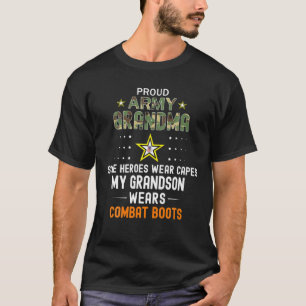 T-shirt Mon petit-fils porte des bottes de combat-fière gr