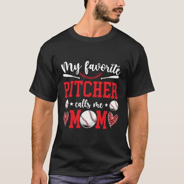 T-shirt Mon Piège De Baseball Préféré Maman D'Un Pot De Ba (Devant)