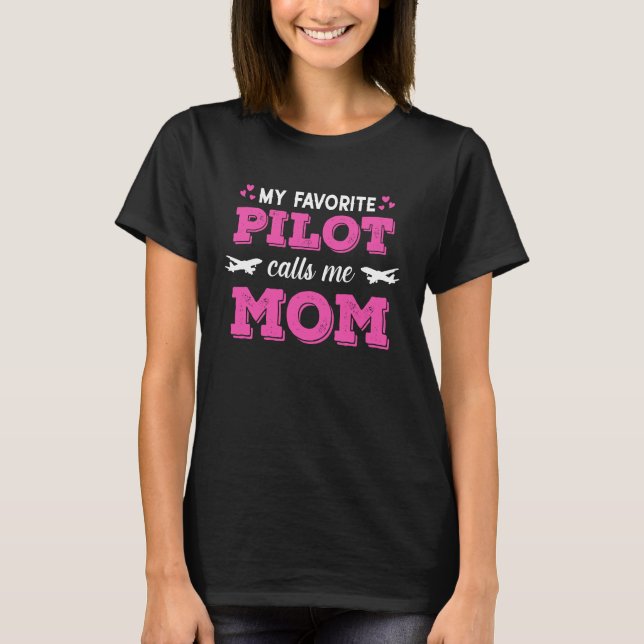 T-shirt Mon Pilote Préféré M'Appelle Maman Fils Fille Airp (Devant)