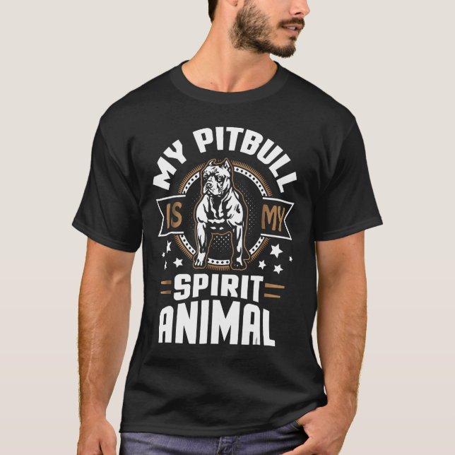 T-shirt Mon Pitbull Est Mon Esprit Animal Pitbull (Devant)