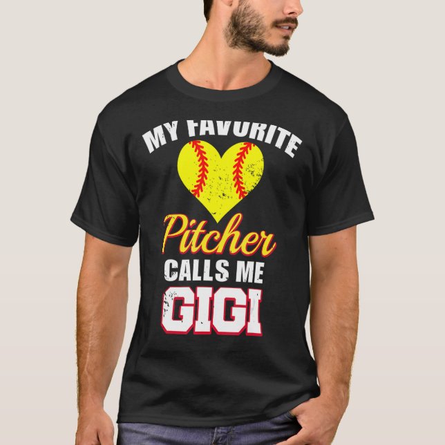 T-shirt Mon Pitcher Favori M'Appelle Gigi Pitcher Softball (Devant)