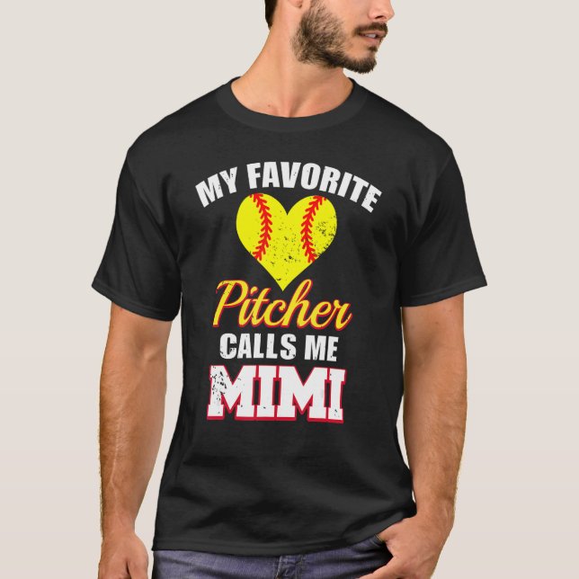 T-shirt Mon Pitcher Favori M'Appelle Le Softball Mimi Pitc (Devant)