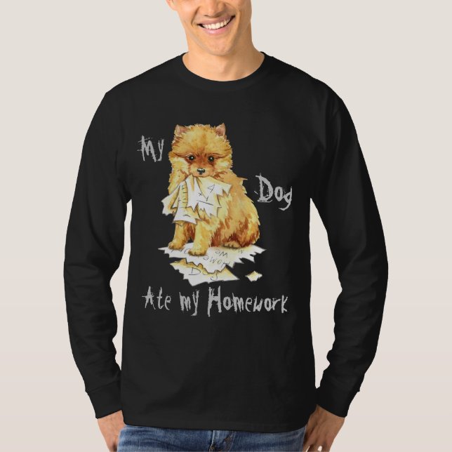 T-shirt Mon Poméranien Mangé Mes devoirs (Devant)