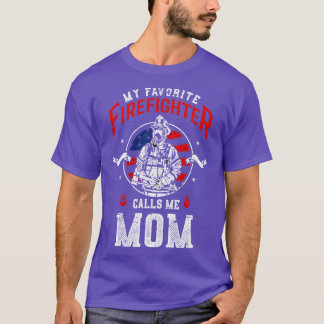 T-shirt Mon pompier favori m'appelle maman pompier