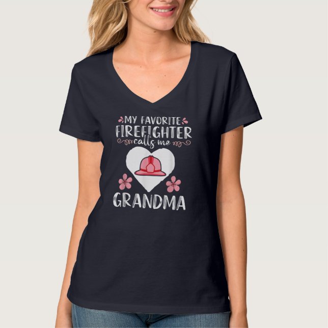 T-shirt Mon pompier favori m'appelle mamie maman Femmes (Devant)