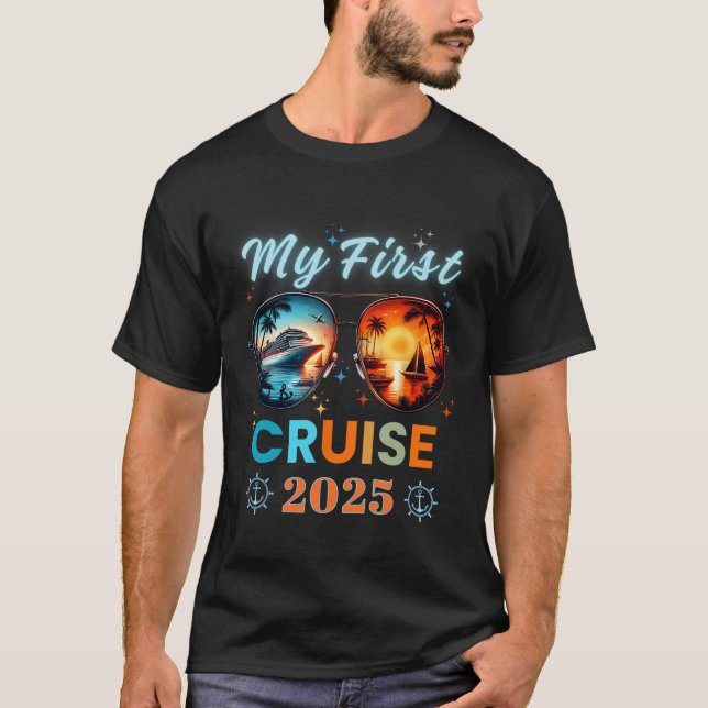 T-shirt Mon premier bateau croisière vacances 2025 famille (Devant)