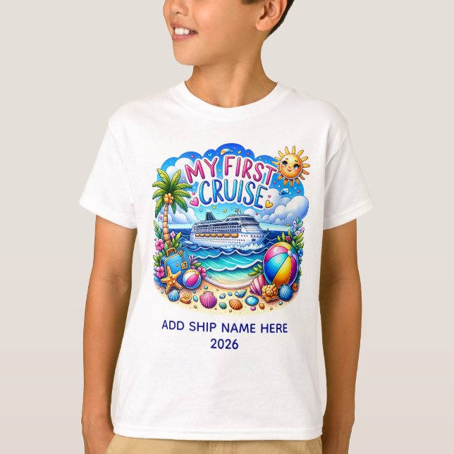 T-shirt Mon premier bateau de croisière Beach Kids (Devant)