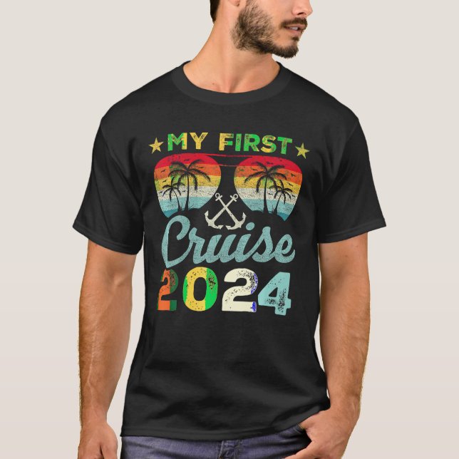 T-shirt Mon premier bateau de croisière famille 2024 corre (Devant)